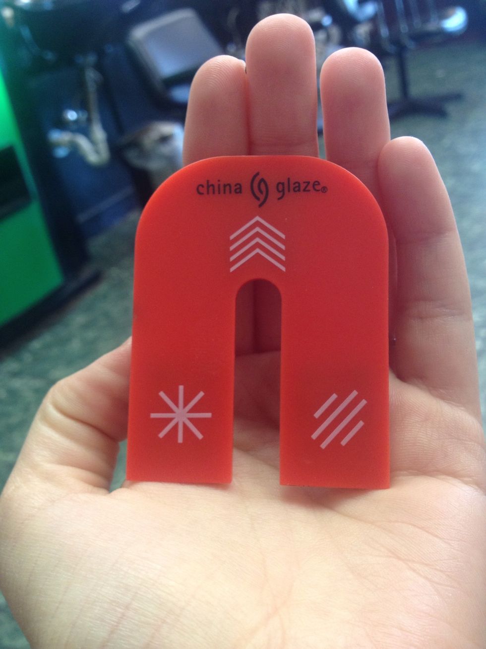 Hurry! While magnetix polish is still wet hold your magnetix creator over your nail! (I like the diagonal lines on bottom right!) ---->>>