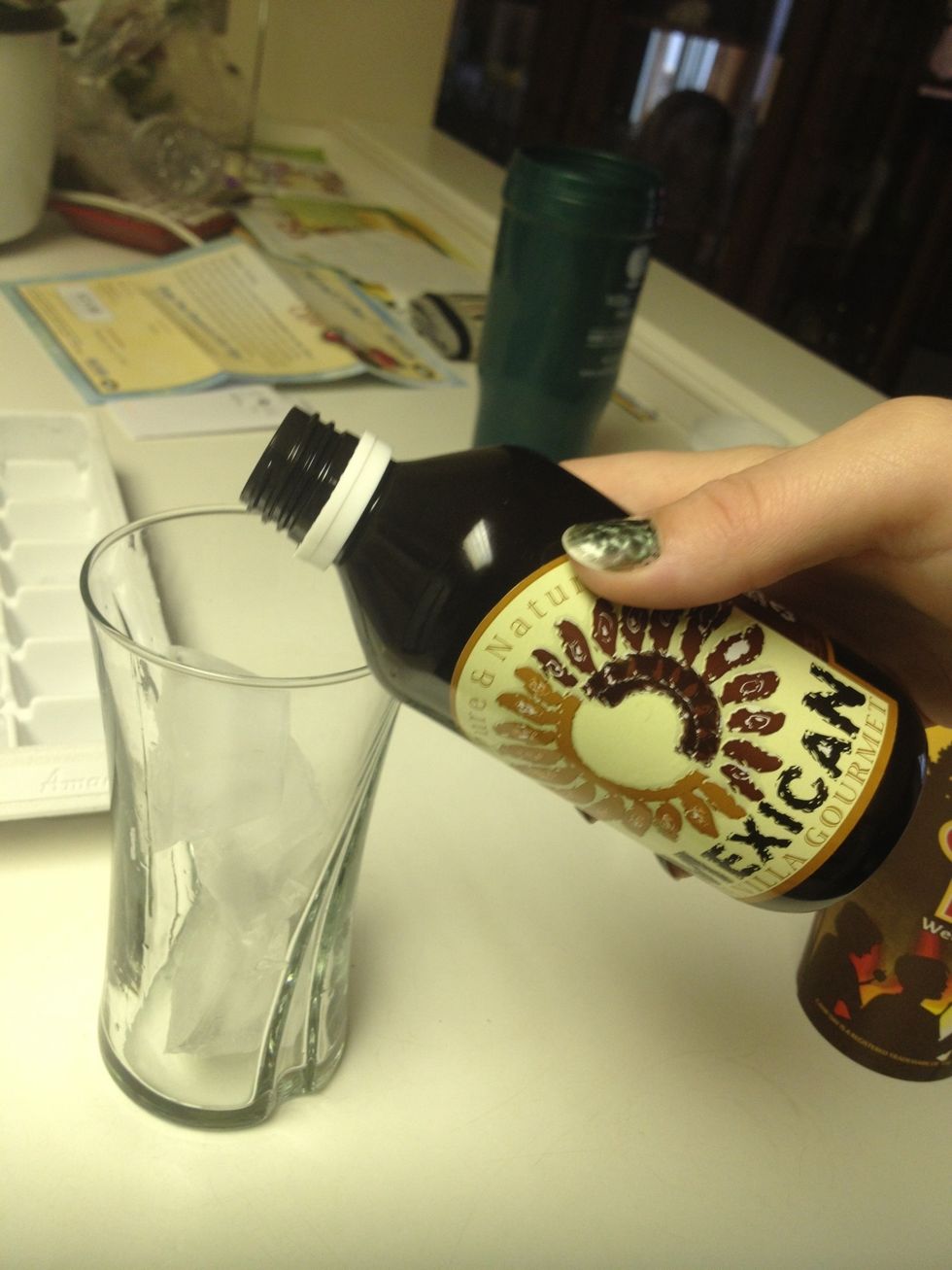 I add a bit of vanilla extract, approximately a teaspoon. Try to pour it over the ice, it helps.