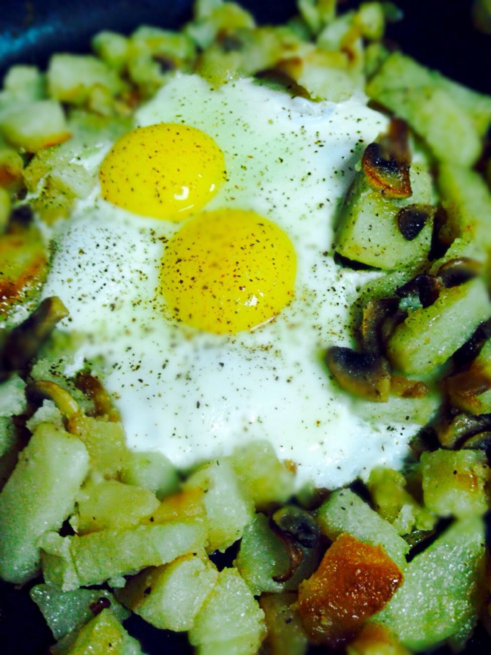 I add eggs to leftovers in the morning