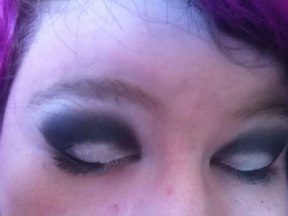 I add my liquid eyeliner about halfway and up. If you start from the inner corner it really over takes the white and defeats the purpose. Add white on the brow line above the black and blend well.