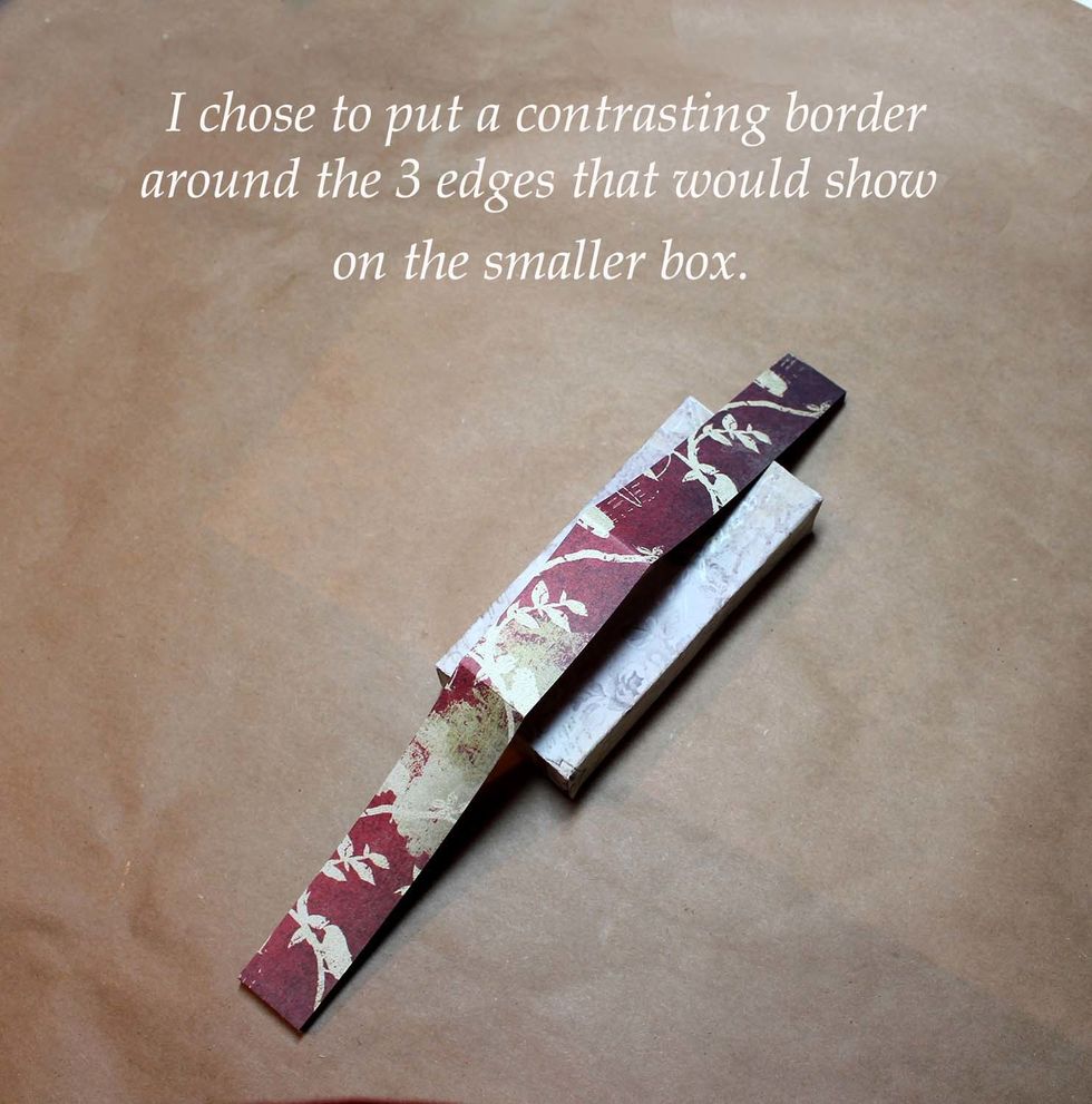 I added a border around the 4.5" box to stay with the red theme. Cut it slightly smaller than the 1" thickness. Distress the white edge before adding. I used the Red Birdcage paper which I love.