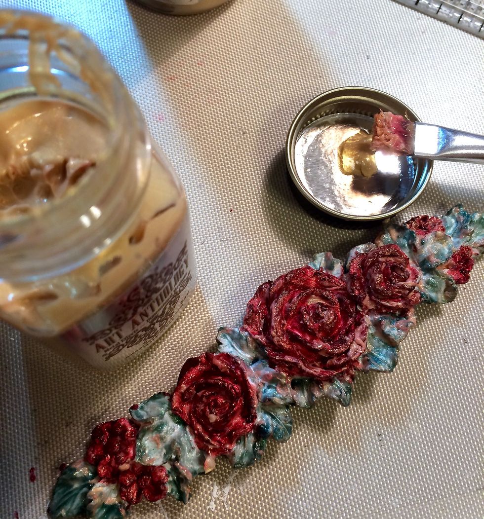I added a layer of Gold Metal Effects by Art Anthology to the flower border, the album cover, tags and other elements.