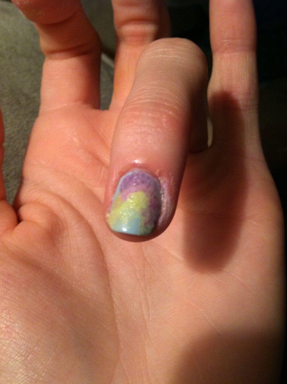 I added in a lot of purple. But mistakes are easily hidden here. I just went back in with my green.