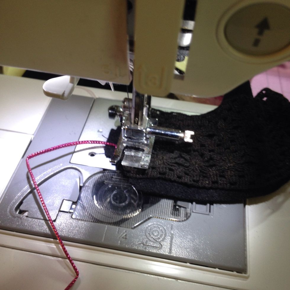 I added my ties first. I used my sewing machine, but if you use just hot glue you can glue the tie between trim and felt