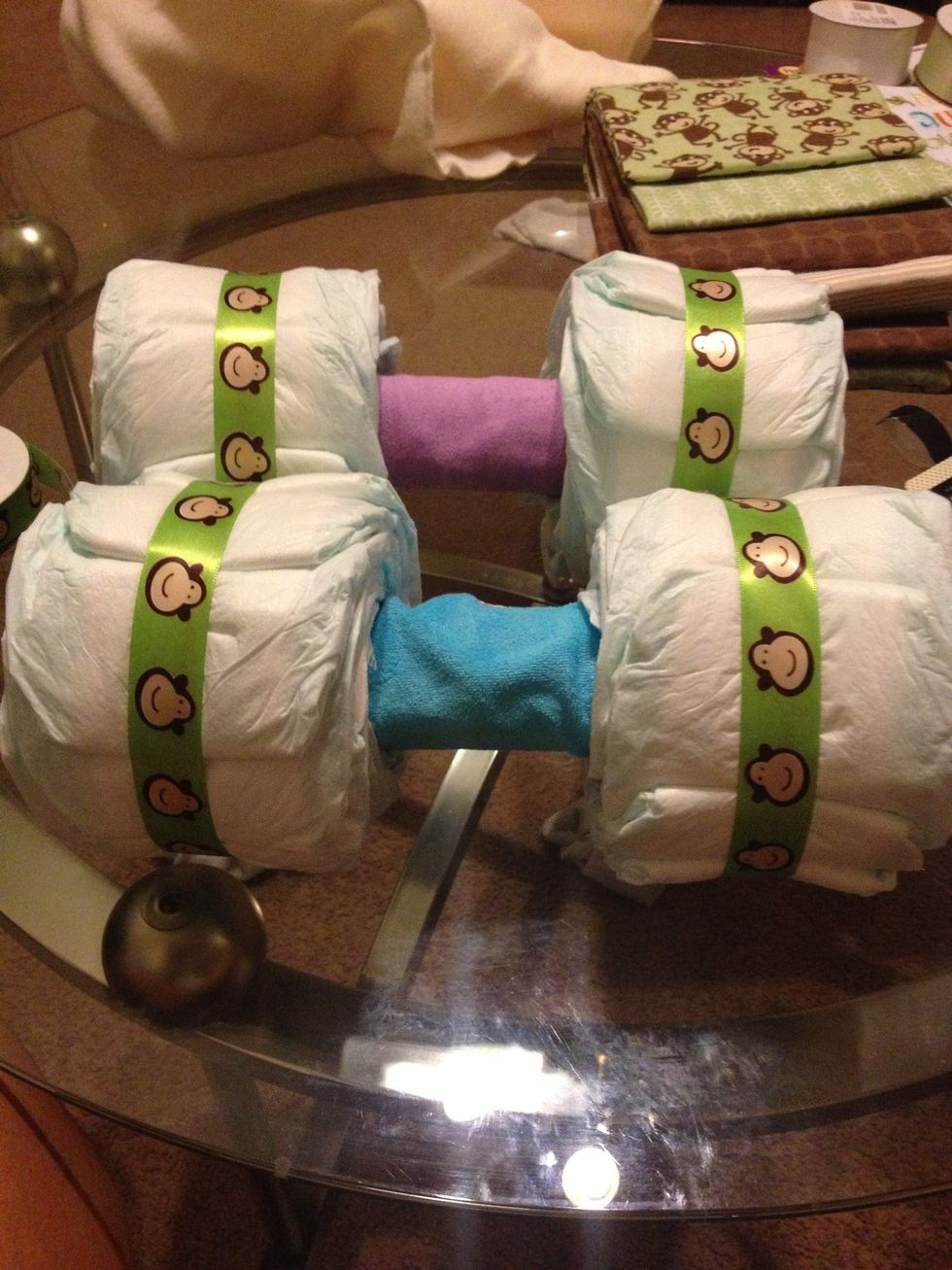 I added ribbon to cover the rubber bands.