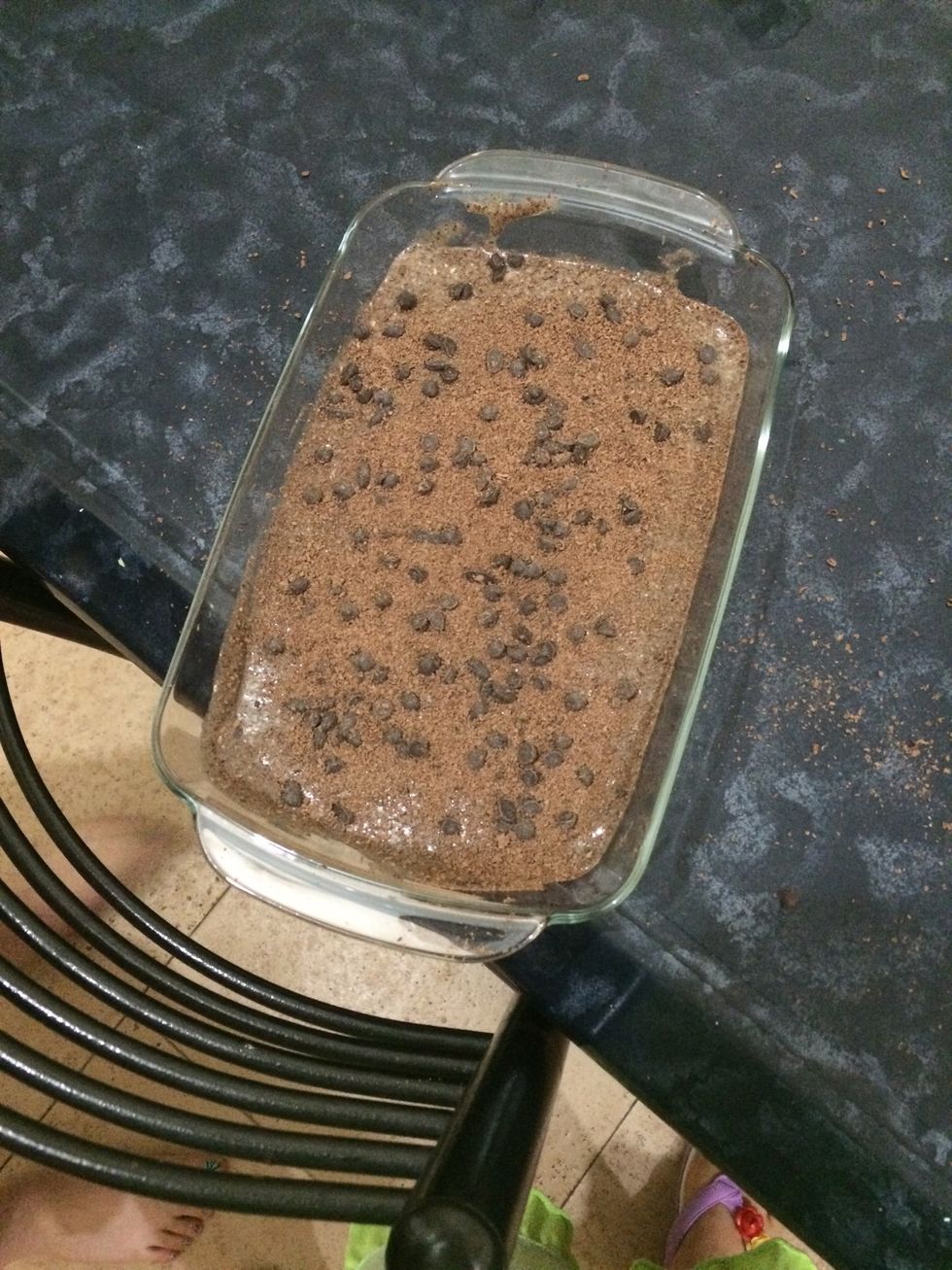 I added some chocolate chips and some chocolate as a topping and a decoration