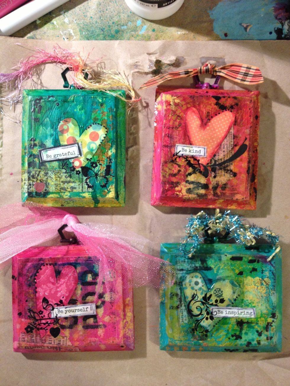 I added some fun ribbons and trims that I had laying around in my stash ;)