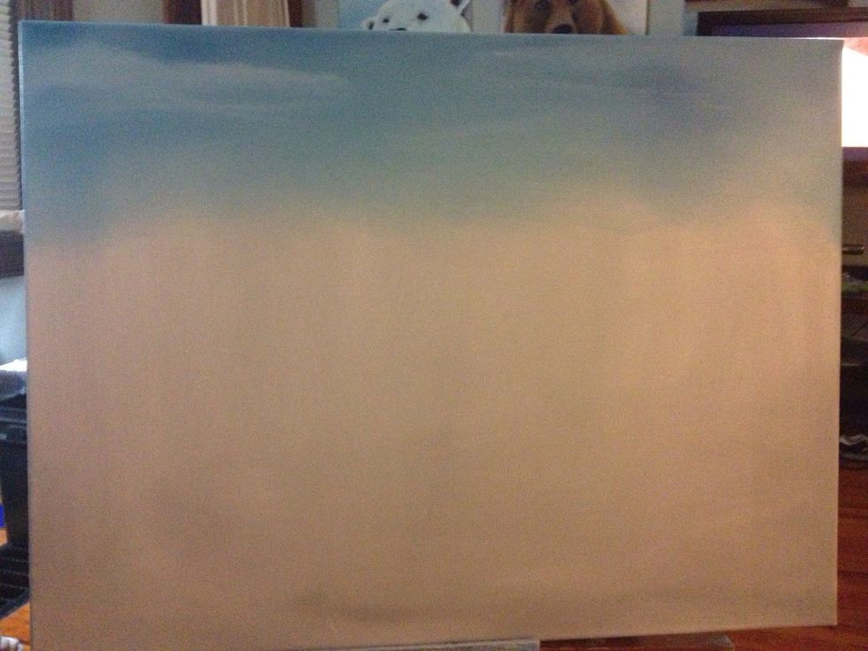 I added the hint of some wispy clouds with some white on the chip brush.
