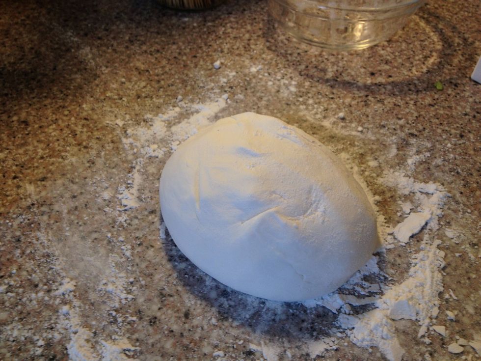 I added the powder sugar little by little until I had a " dough " that I could roll out with my rolling pin. Dust with the powder sugar.
