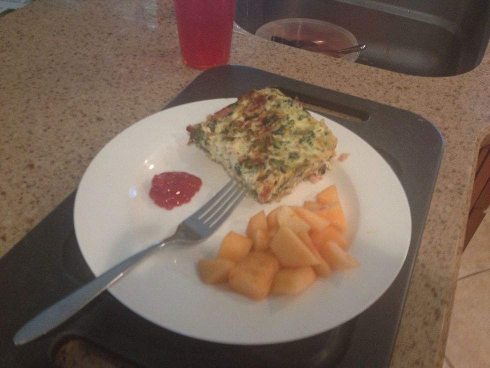 I added the salvageable cantaloupe...and not too shabby!