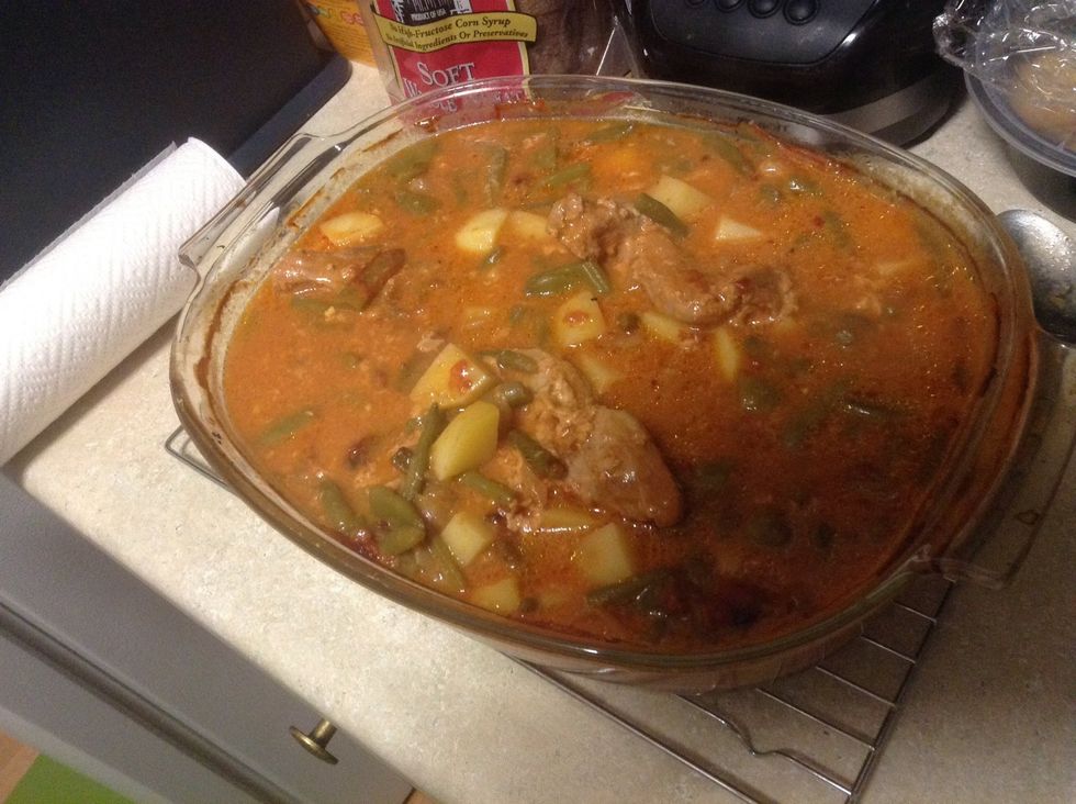 I added the soup in to the dish and baked in the oven at 425 for 1 hour