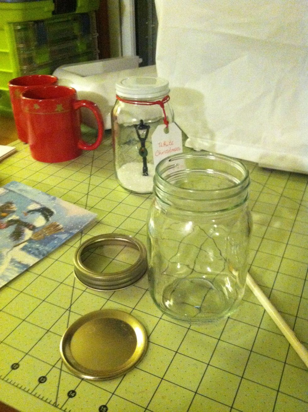 I already finished the one in the background. This next one has a lid meant for canning so I'm going to pretty it up a bit.