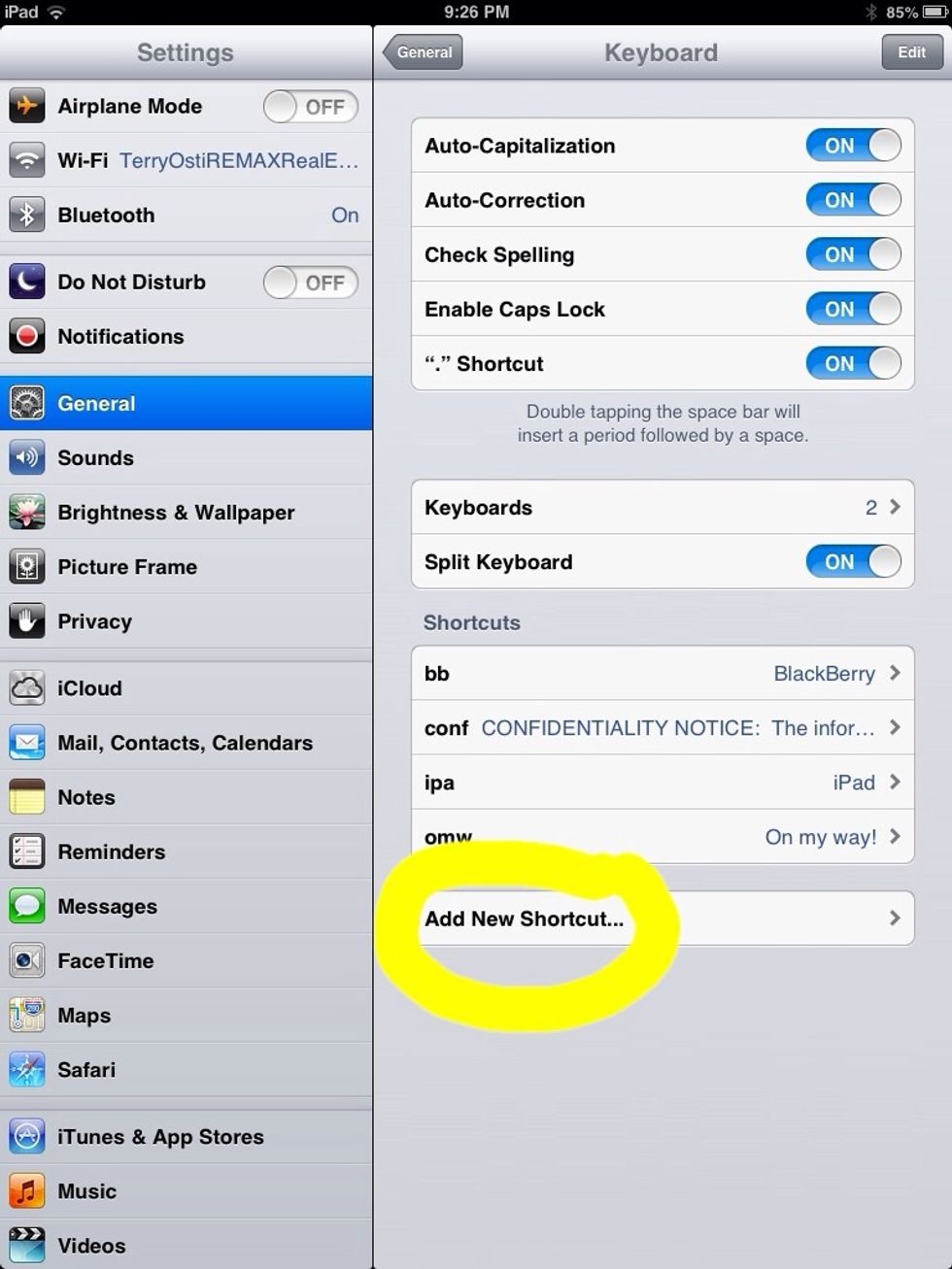 I already have a few. So every time I type bb it populates the word BlackBerry. It can be words, sentences or paragraphs. Very cool. Just click add new shortcut.....