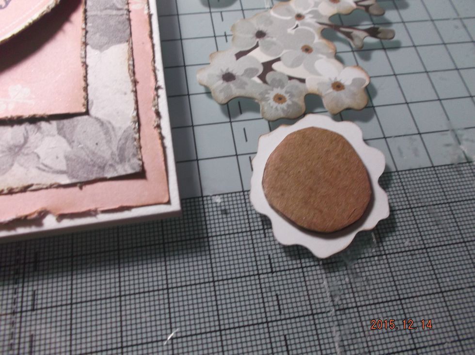 I also added a small circle of cardboard to the back of my rose ephemera from the 'collectables' .