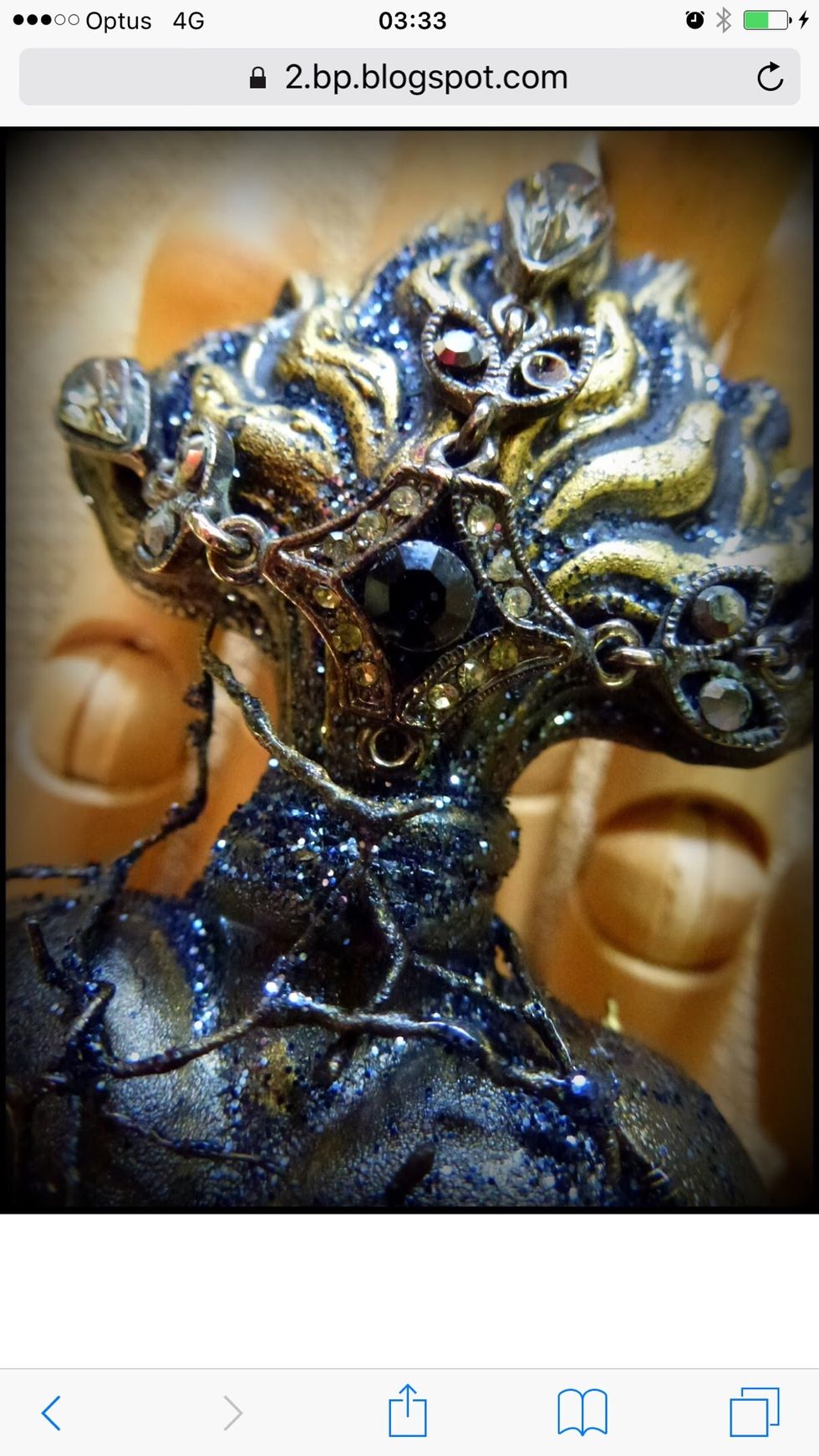 I also added a small earring gem over resin flame, adhered with strong clear drying glue.