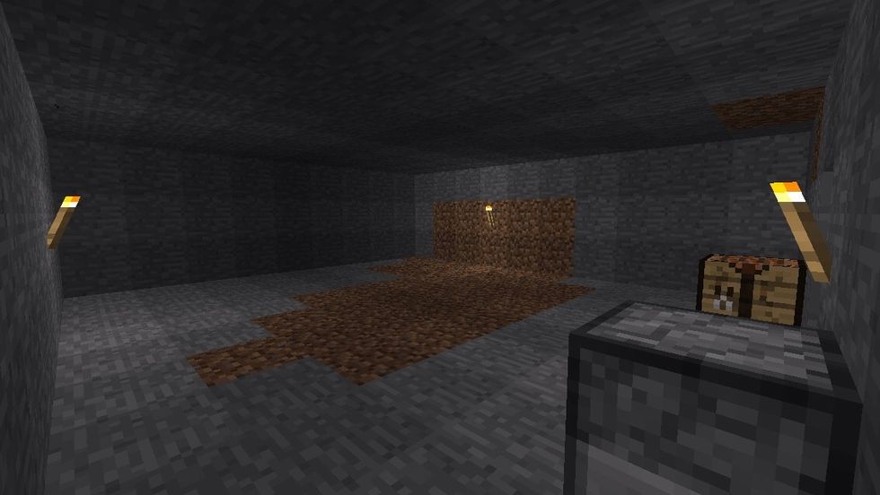 I also bring a furnace and a crafting table into each room so i haven't got to go all the way back up to my house to craft and smelt my findings