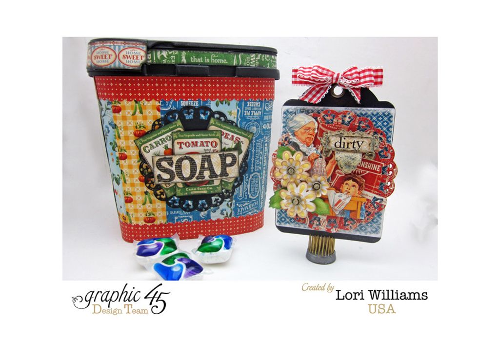 I also covered the soap box of the dishwasher detergent to make a complete set.  You can purchase a magnet with a hook to go on your dishwasher for your clean/dirty sign.