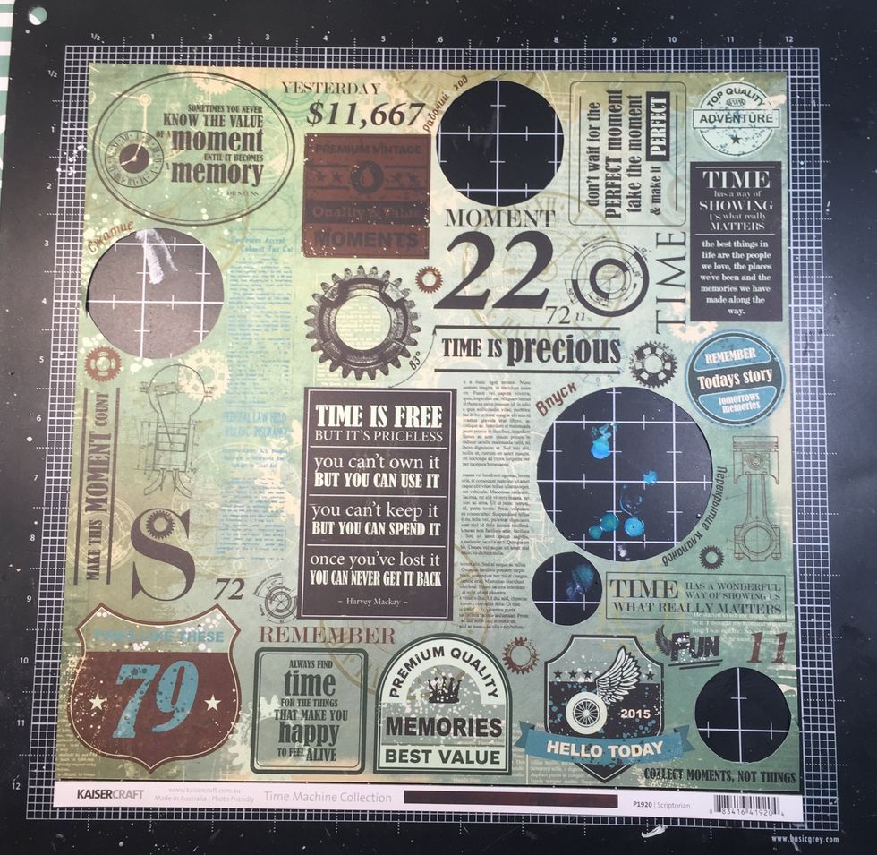 I also cut another of the circles between "22" and "Time" to add to my circle cluster, not shown.