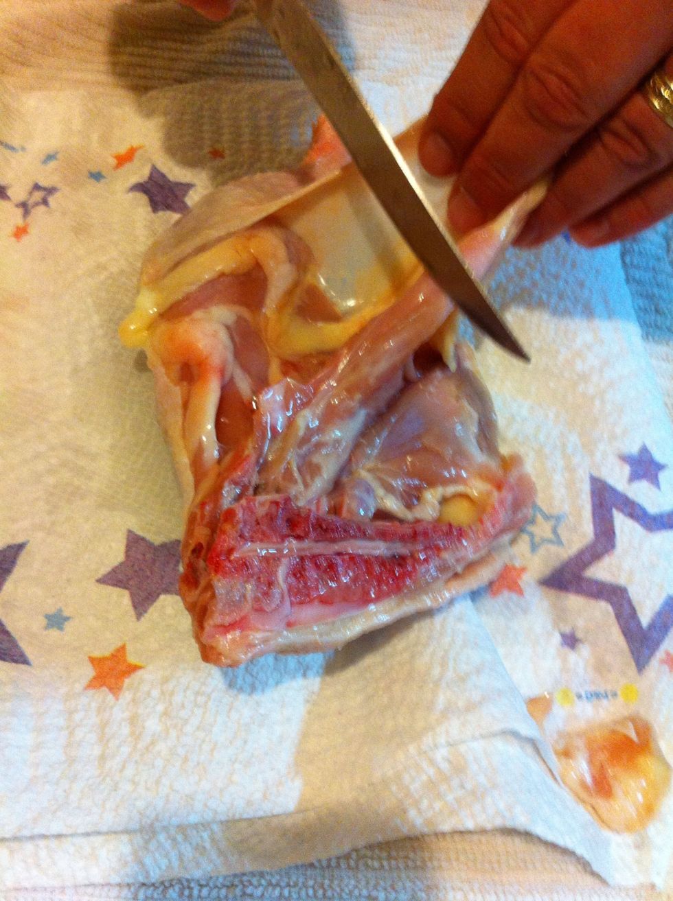 I also cut off the fat and skin that is gathered at the edge.