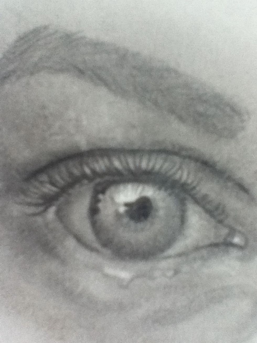 I also drew the reflections of the eyelashes on the highlight of the iris.