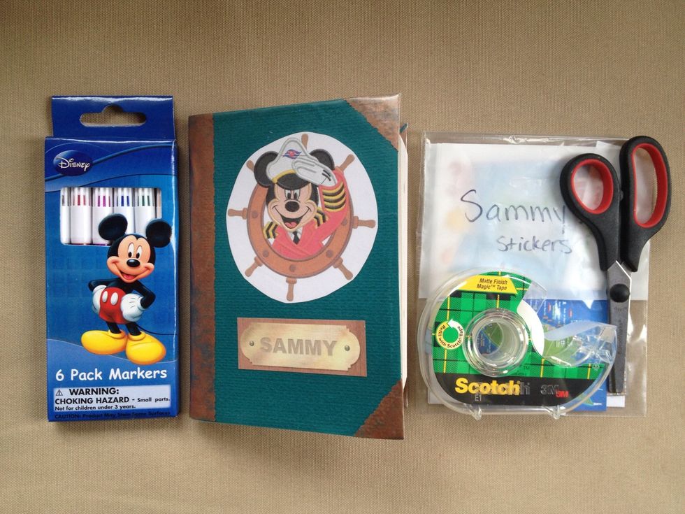 I also found some small Disney markers at the dollar store for each kid.