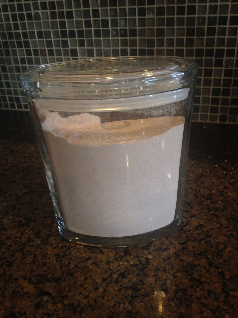 I also keep a portion of the mix on my counter. What's the point if its not ready and waiting, right? This way when I'm craving a snack I eat to a small single serving of this vs. a big bag of chips.