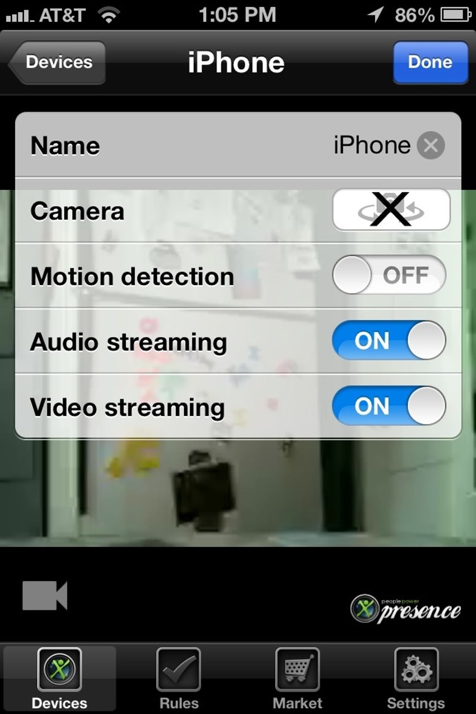 I also like the fact that you can control the settings of the Home device from your away device. For example you can switch the home device into motion detection mode. Or switch to front camera.