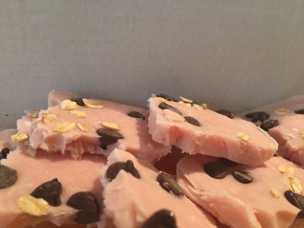 I also made raspberry bark with raspberry yogurt and chocolate chips. It is a lot sweeter but just as delicious.