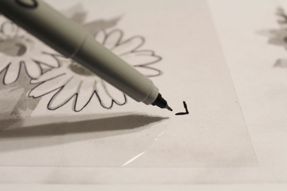 I also traced registration marks that I added to the copy at opposing corners of the image...