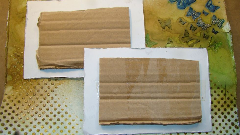 I always like to add pieces of cardboard under my photos. This gives space for adding my scraps of paper or embellishments. It provides my photos a 3D look. Then adhere your photos to your layout.