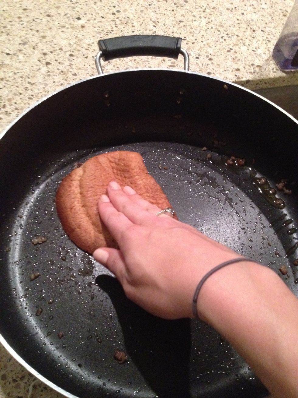 I always use the nubs of a loaf of bread to soak up any grease left in the skillet. Super absorbent and a treat for my puppies later!