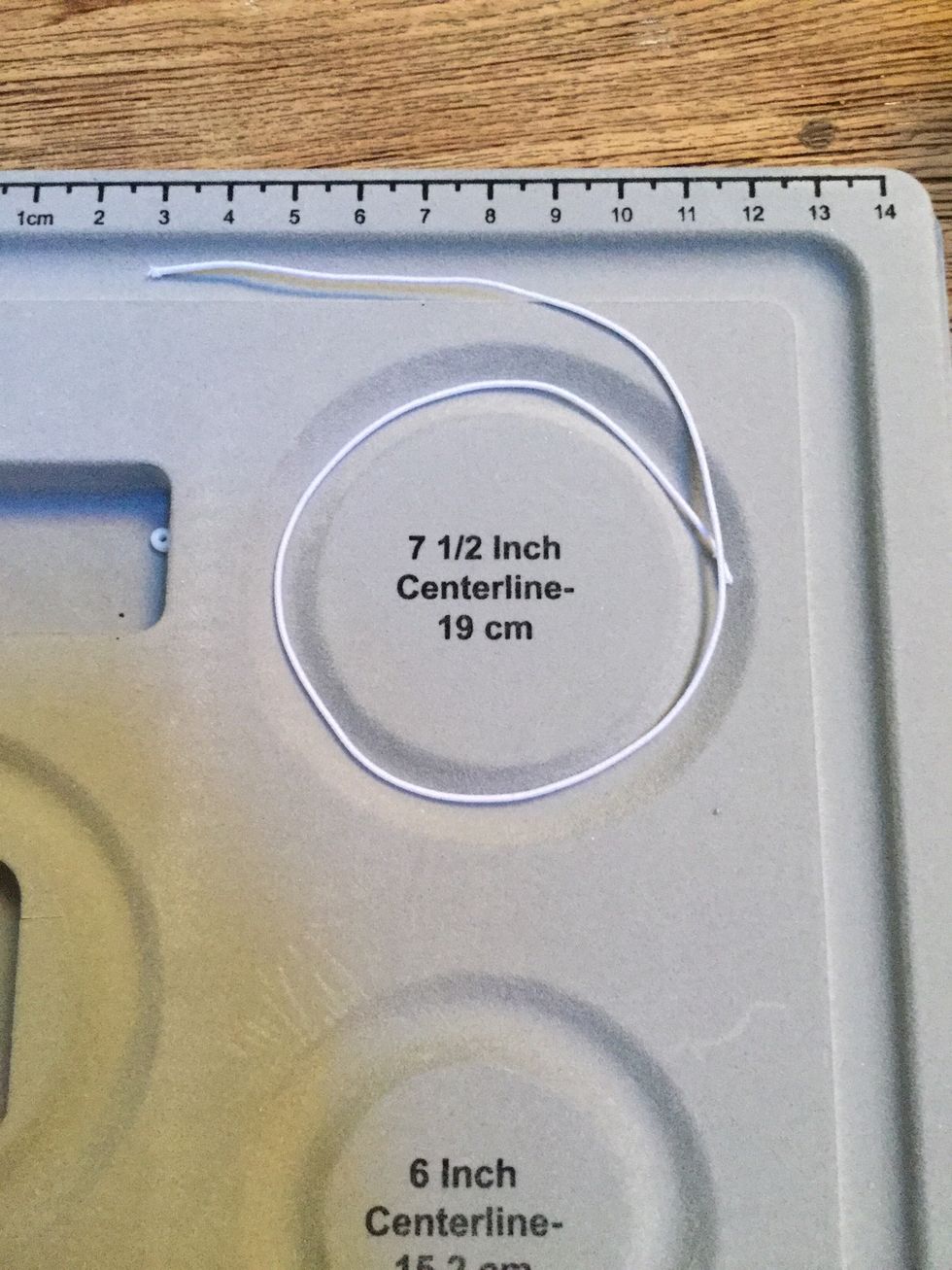 I am doing a 7 1/2 inch centerline-19cm, because it fits most, especially if you use elastic cord. But you can do whatever size you want!  Make sure it is a little bigger than the size.