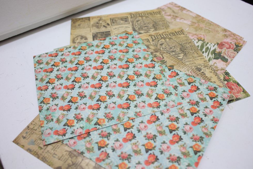 I am going to share with you TWO style of these tube based party favor! Ready? Start with these pre cut 6x6 papers from Marion Smith- this collection is Junque Gypsy.