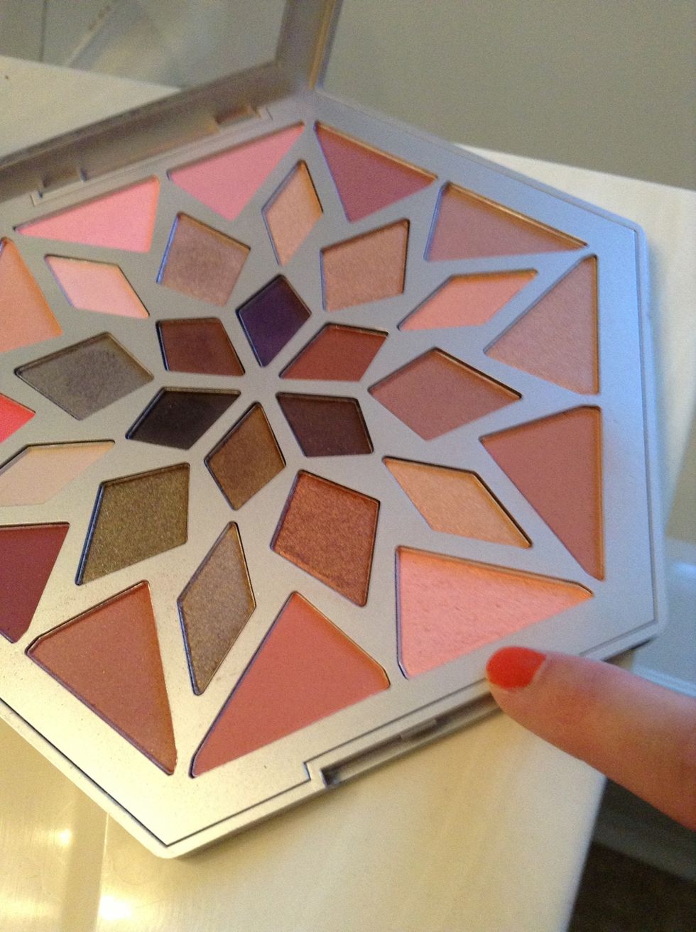 I am going to start with a light shimmery shade from this awesome Stila Snowflake Palette ...