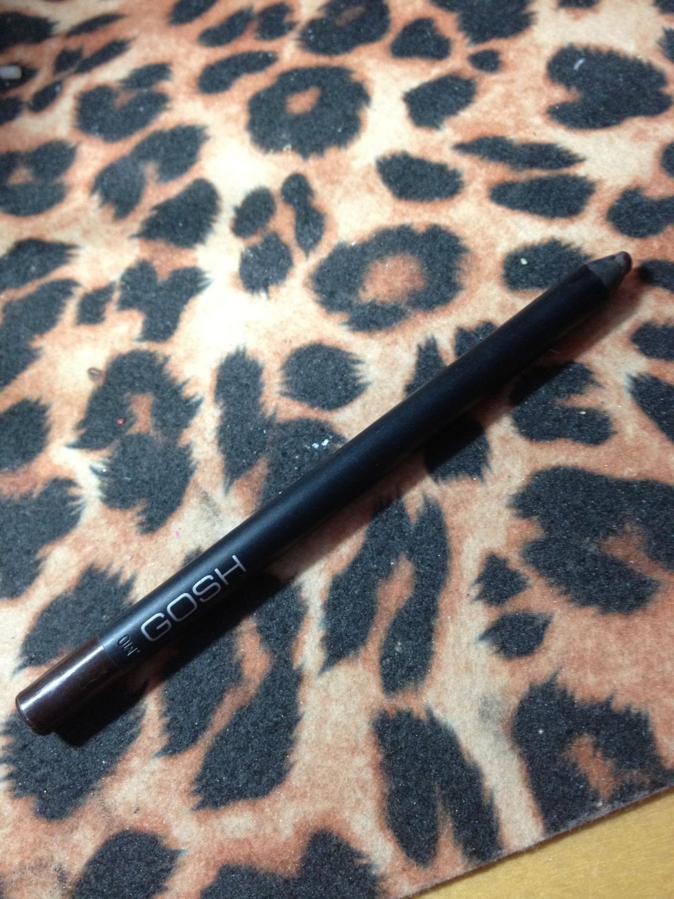 I am going to use this brown Gosh eyeliner to line my bottom lashes. Since i used a black on the top I like to use something lighter other than black on the bottom. Again do this however you prefer :)