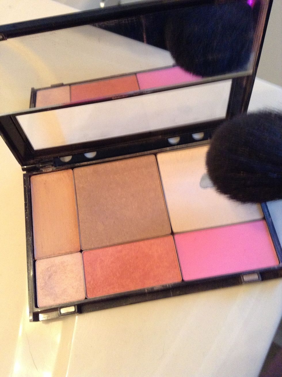 I am going to work a powder blush today, so before I apply it, I will set my base with a dusting of powder so that my blush doesnt get streaky ...