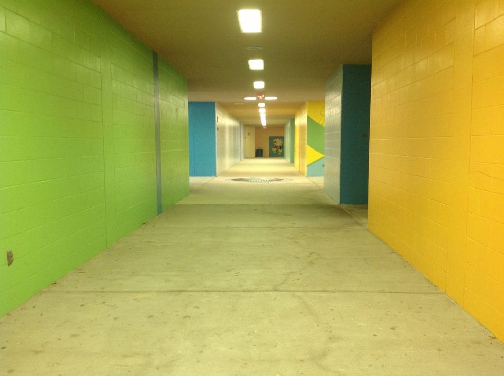 I am planning to create a fantasy hallway, so I took a picture of my school hallway as a reference.