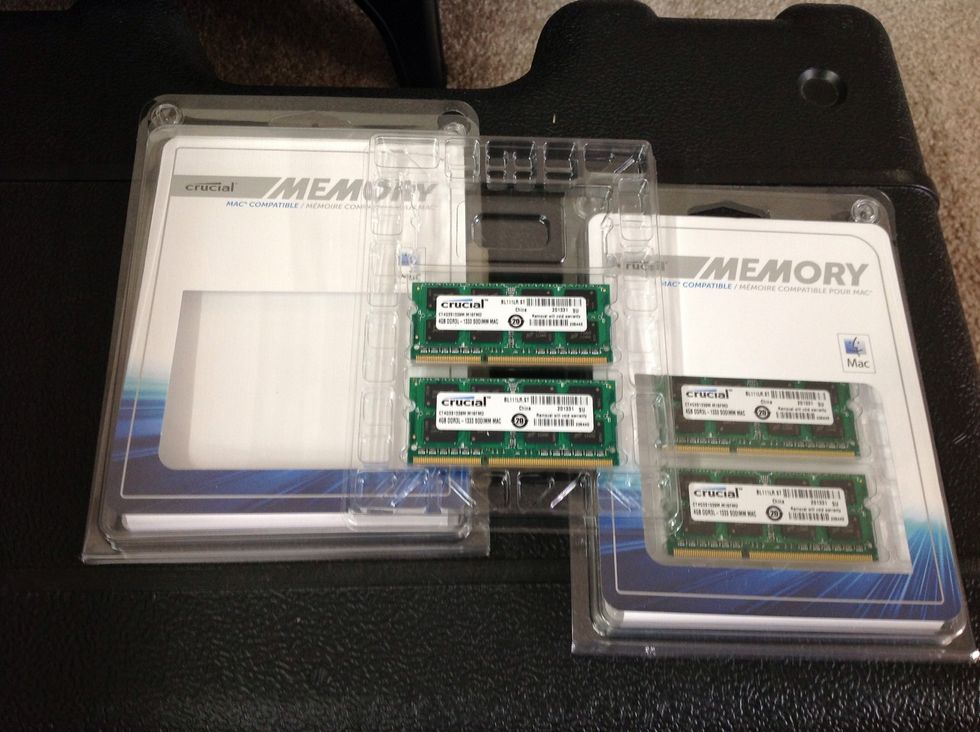 I am replacing 4- 2 gb sticks of Samsung memory (factory) with 4- 4 gb sticks of crucial memory. Your computer may have only two memory cards or different size cards from factory.