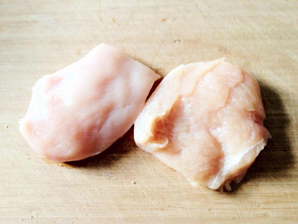 I am using a 4 oz portion of chicken breast for the sandwich (16 oz in total to make multiple meals for the next day.)  Butterfly/cut your thick chicken breast into thinner pieces..around 1/2" thick.