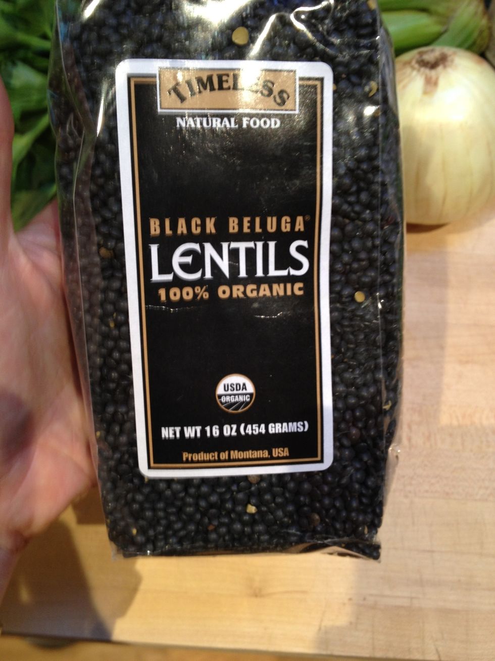 I am using black beluga lentils, but Le Puy or plain brown lentils will work as well.