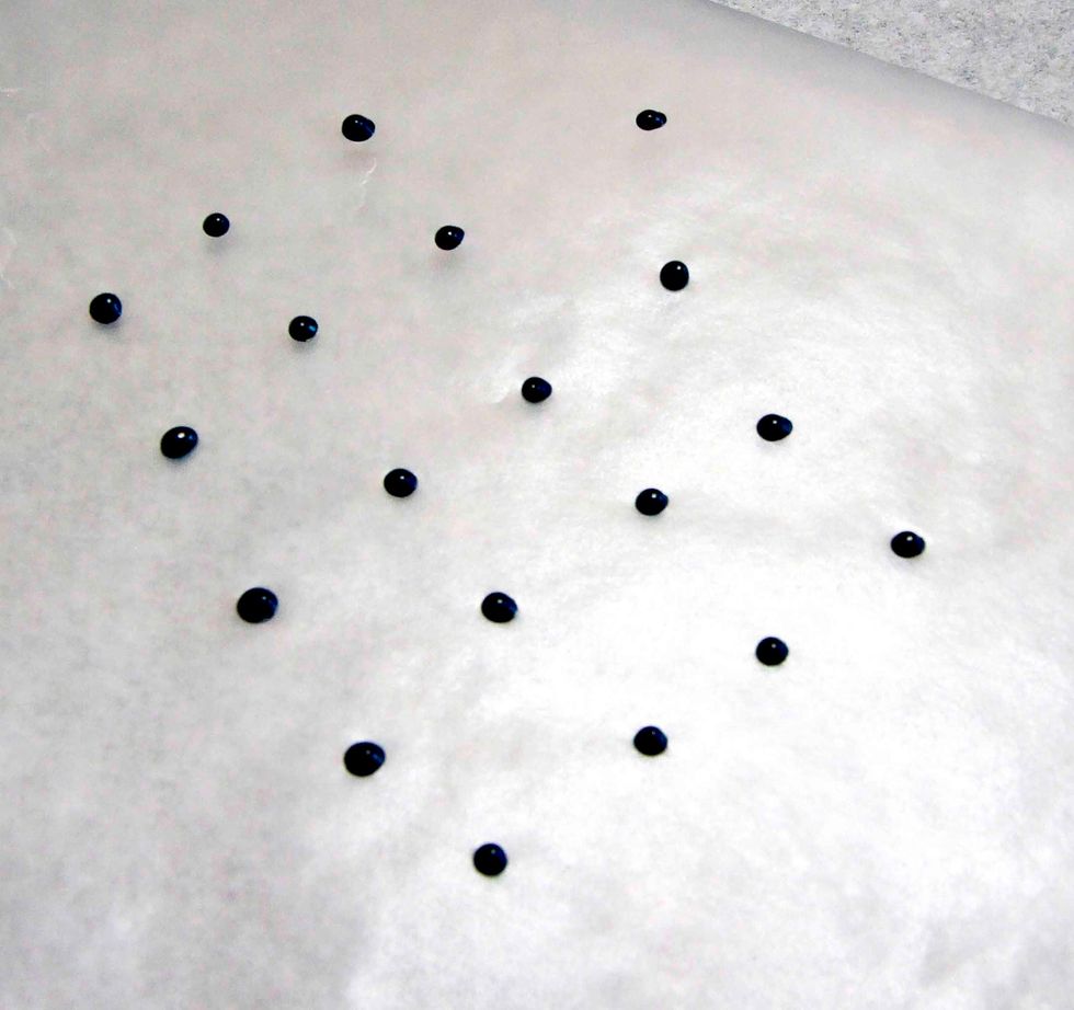 I applied about 20 dots of Ranger Liquid Pearl-Black since it take time for the drying process and some lady bugs wouldn't come out well.