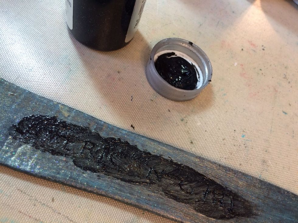 I applied Black Leather Jacket Sorbet across the letters then wiped it off with a paper towel, leaving the letters filled in with black.