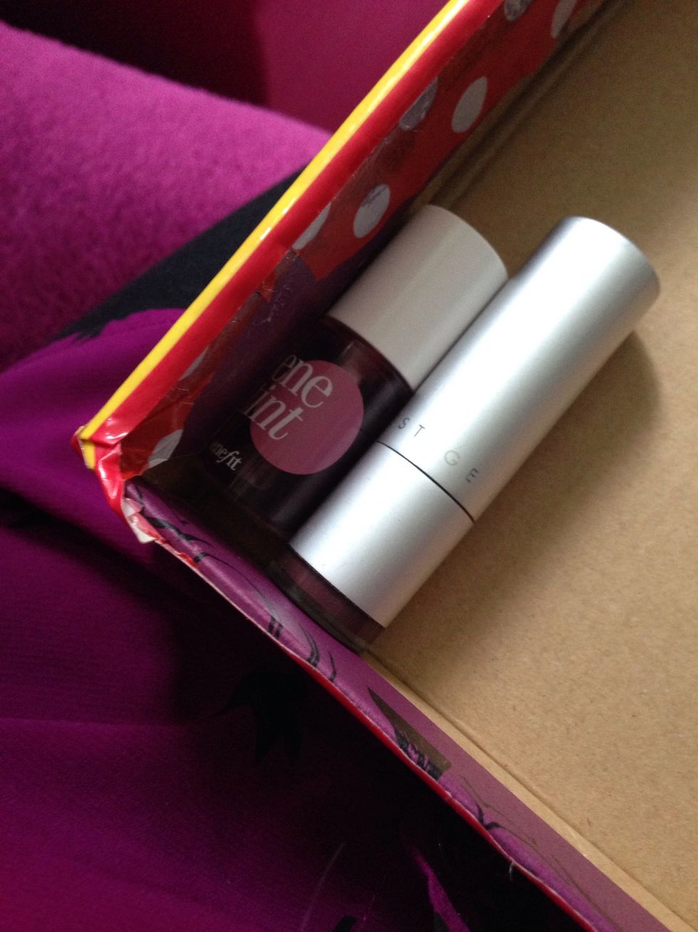 I applied the benefit bene tint and the prestige lipstick in snob