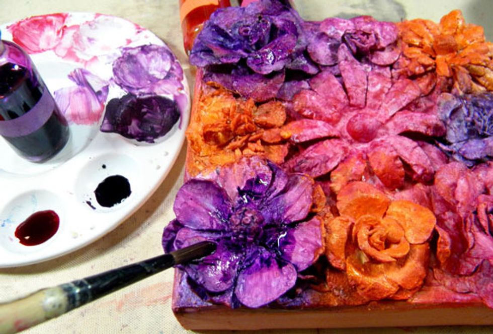 I applied the Minx using a small brush and concentrated the color mostly in the center of the flowers.