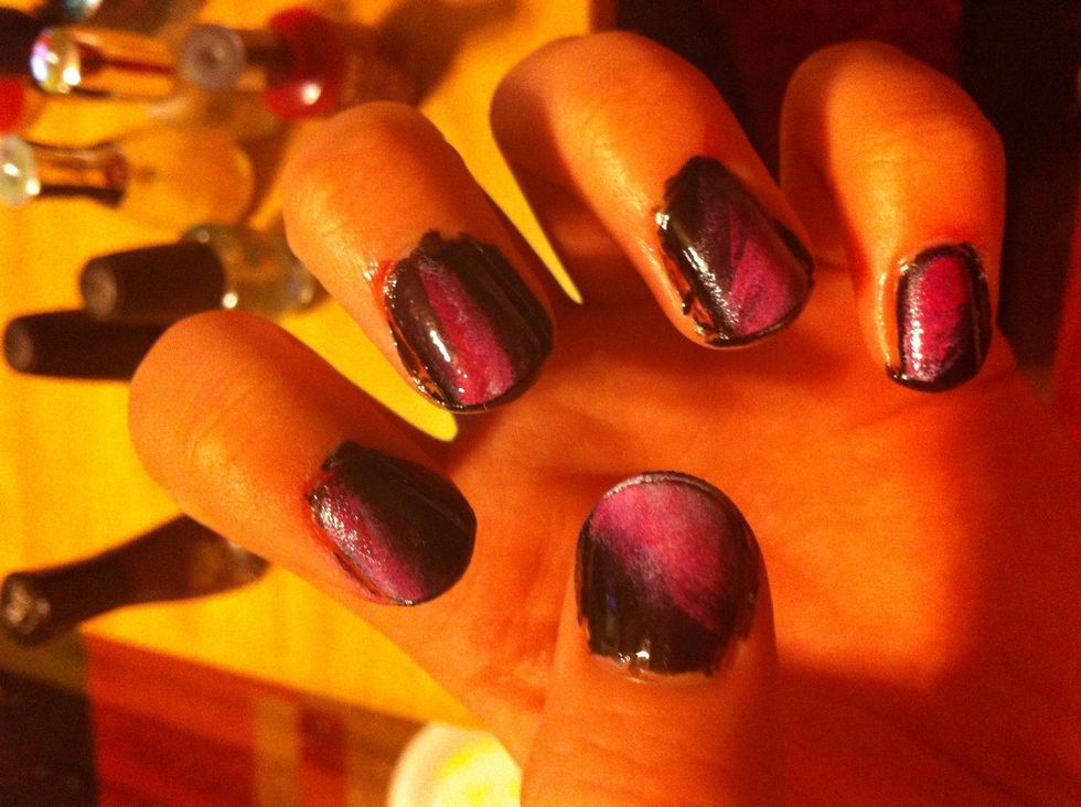 I applied Wine Bar directly over the white, overlapping it onto the black a bit.