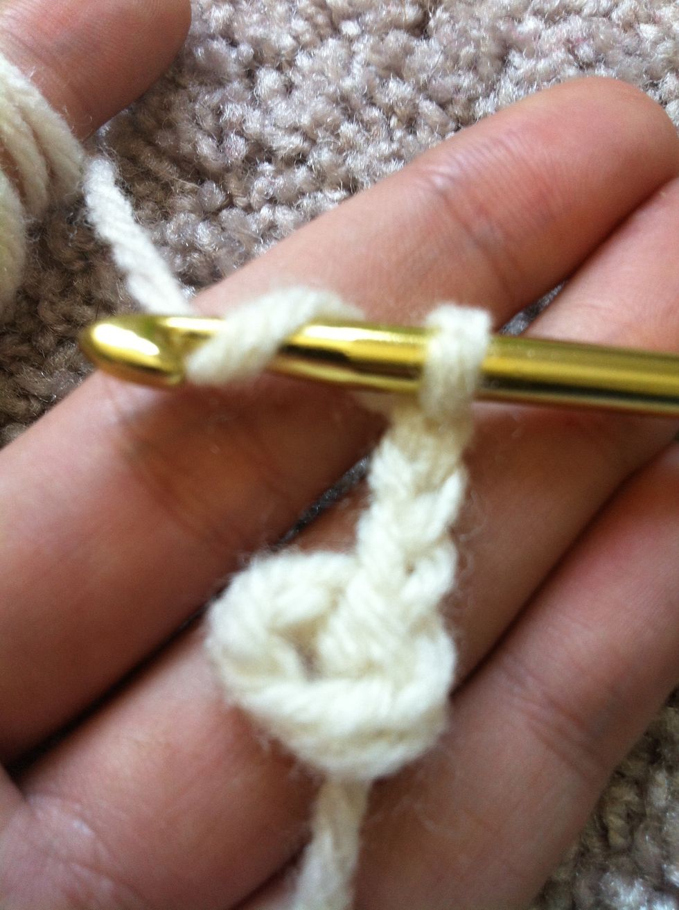 i assume you practised all the stitches :) yarn around and insert your hook in the center of the ring.