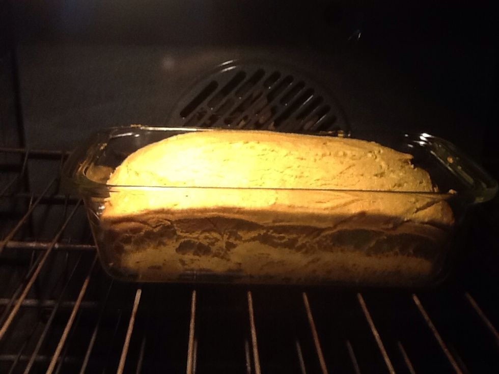 I baked 30 min at 300\u00b0 & 20 min at 325\u00b0 & 10 min at 350\u00b0. I turned up the heat the last 4 min of each timer. Use a toothpick to test for done. (Comes out clean)