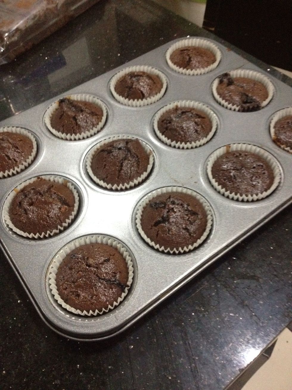 I baked them for 18 minutes! I know they look a little weird but it's because of the chocolate chunks which melted. So it's oozy goozy foozy loozy