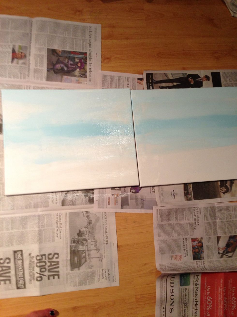I began with white, then added a sky-light blue.
