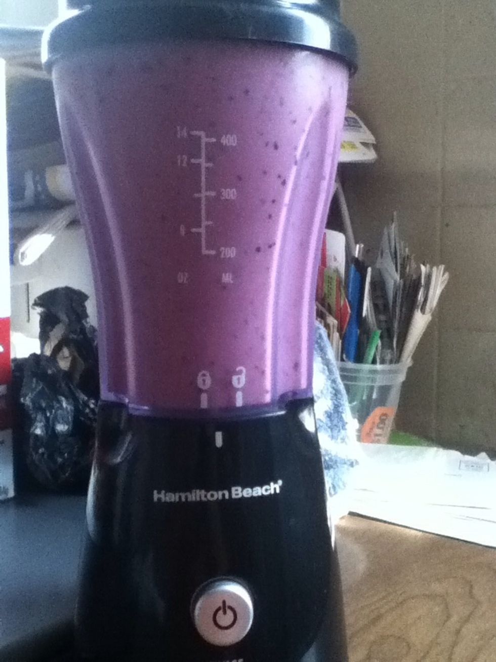 I begin with any powders, then fruits, then yogurt/liquids (milk, juice, water, its up to you) . That combo works for my personal sized blender cup.